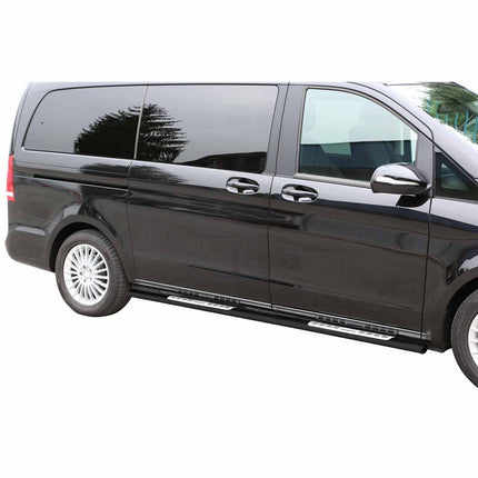 Stahl Schwellerrohre Trittbretter für Mercedes Vito W447 2014-2026 L1 Schwarz 2x