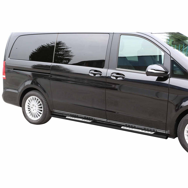 Stahl Schwellerrohre Trittbretter für Mercedes Vito W447 2014-2026 L1 Schwarz 2x