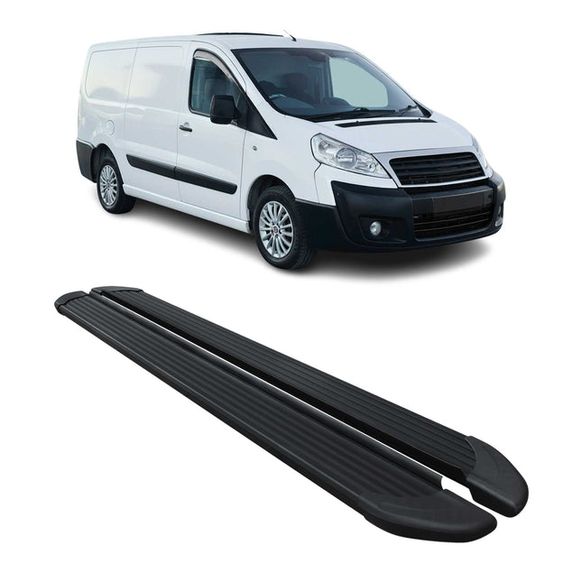 Seitenschweller Trittbretter Schweller für Fiat Scudo 2007-2016 L2 Alu Schwarz