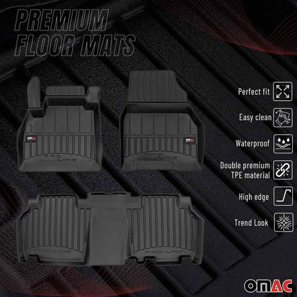 OMAC Gummi Fußmatten für Mercedes Citan W415 2012-2021 Premium Gummi Schwarz 3x