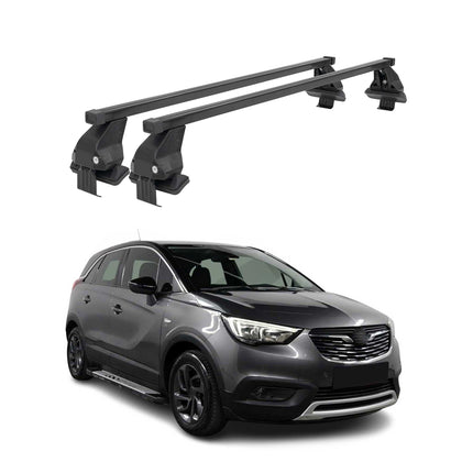 Menabo Dachträger Grundtäger für Opel Crossland X 2017-2024 50kg Alu Schwarz 2x