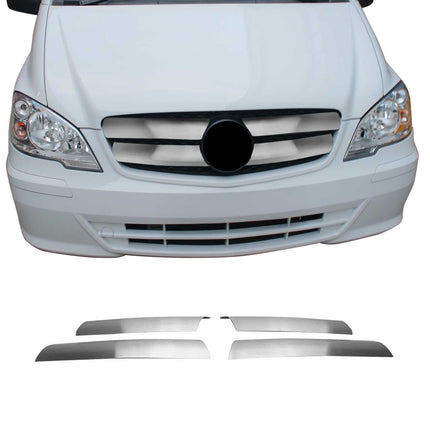 Kühlergrill Grillleisten für Mercedes Vito W639 2010-2014 Gebürstet Chrom 4x