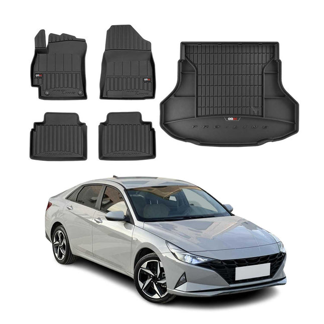 OMAC Fußmatten & Kofferraumwanne Set für Hyundai Elantra 2021-2026 Gummi TPE 5x