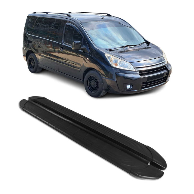 Trittbretter Seitenschweller für Citroen Jumpy 2006-2016 L2 Aluminium Schwarz 2x