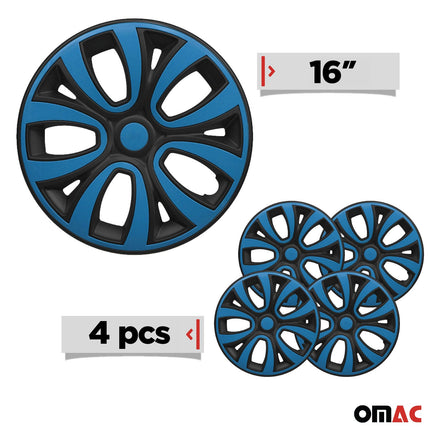 4x Radblenden Radkappen Radzierblenden 16" Zoll Stahlfelgen Matt Schwarz Blau
