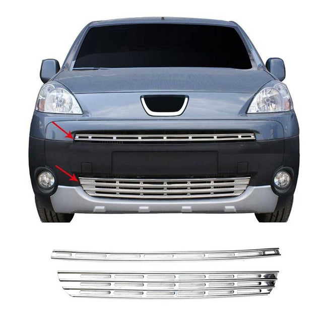 Kühlergrill Leisten Grillleisten für Peugeot Partner Tepee 2008-2015 Chrom 2x