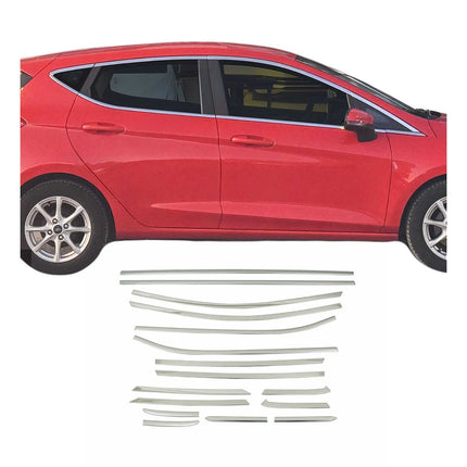 Fensterleisten Zierleisten für Ford Fiesta 2017-2021 Edelstahl Chrom 16tlg