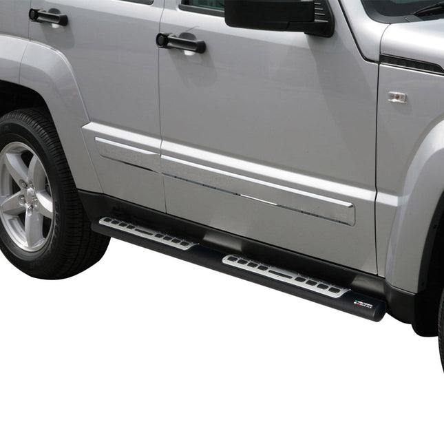 Edelstahl Seitenschweller Schwellerrohre für Jeep Cheeroke 2008-2013 Schwarz