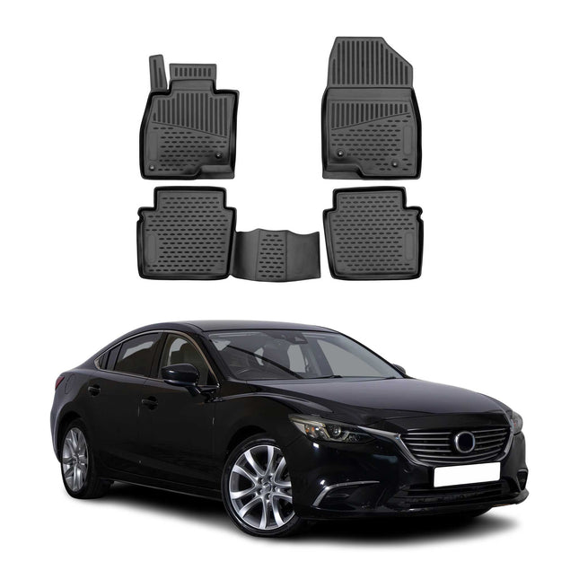 OMAC Gummimatten Fußmatten für Mazda 6 2012-2016 TPE Automatten Schwarz 4x