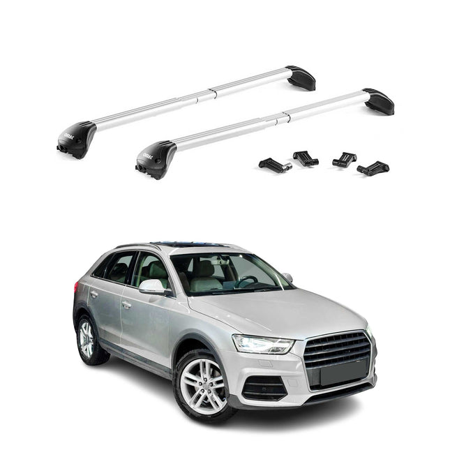 Dachträger Grundtäger für Audi Q3 mk1 2011-2018 100kg Aluminium Silber 2x ABE