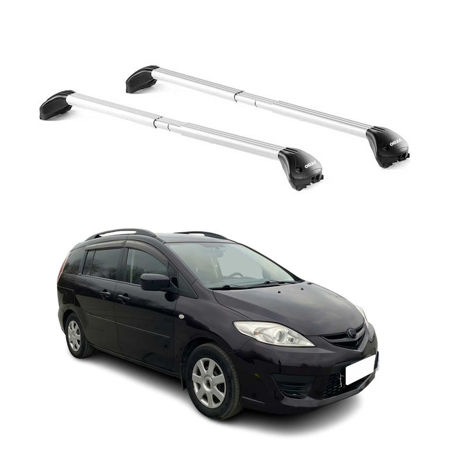 Dachträger Grundtäger für Mazda 5 / Premacy 2005-2018 100kg Alu Silber 2 tlg ABE