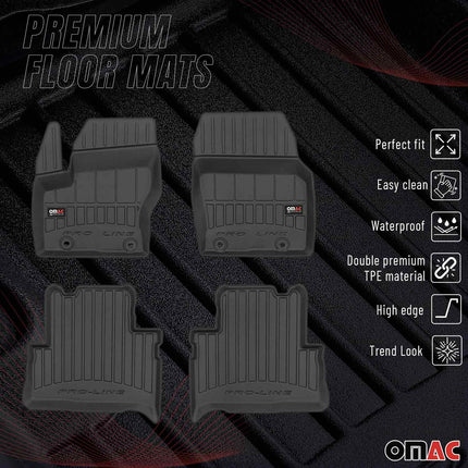 OMAC Gummi Fußmatten für Ford C-Max 2010-2019 Premium TPE Automatten Schwarz 4x