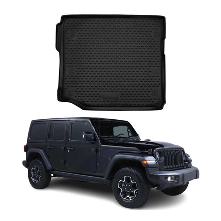 Kofferraummatte Kofferraumwanne für Jeep Wrangler 2018-2020 Gummi TPE Schwarz