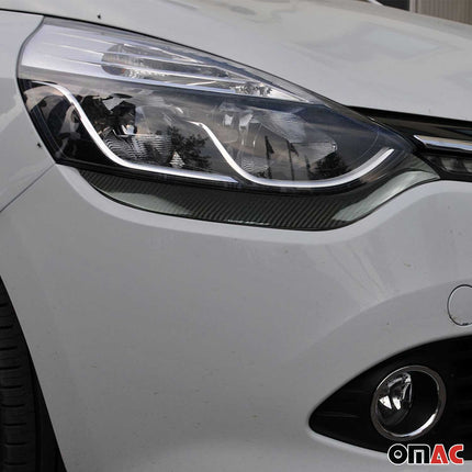 Scheinwerfer Leisten Scheinwerferblende für Renault Clio 2012-16 Echt Carbon 2x