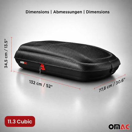 OMAC Dachbox Dachkoffer Gepäckbox 320 Liter Carbonlook Abschließbar Autobox TÜV