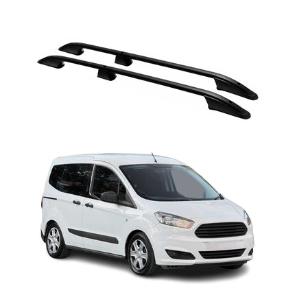 Dachreling Dachgepäckträger für Ford Courier 2014-2024 Aluminium Schwarz 2tlg