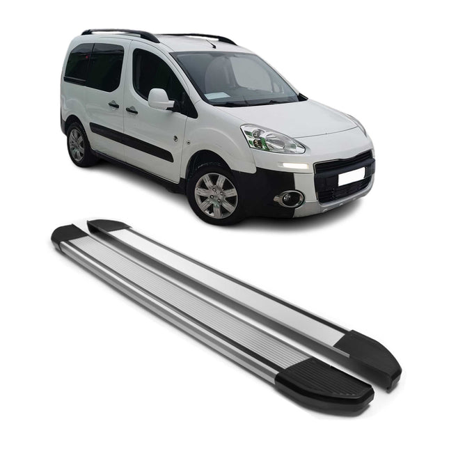 Alu Seitenschweller Trittbretter für Peugeot Partner Tepee 2008-2018 Silber 2tlg