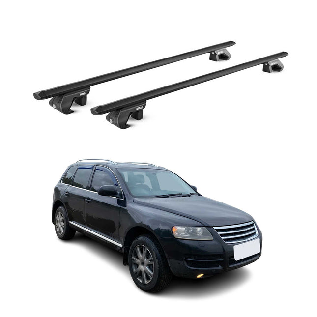 Dachträger Grundtäger für VW Touareg mk2 2010-2018 5 tür 90kg Alu Schwarz 2x ABE