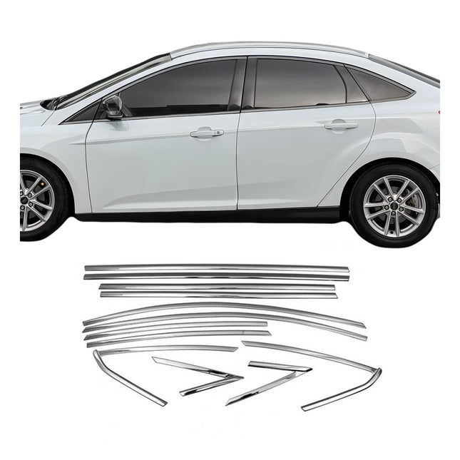 Fensterleisten Fensterrahmen für Ford Focus 2011-2018 Stufenheck Edelstahl 12x