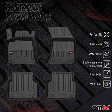OMAC Gummi Fußmatten für Audi A8 D4 2009-2018 Premium Gummi Schwarz 4tlg