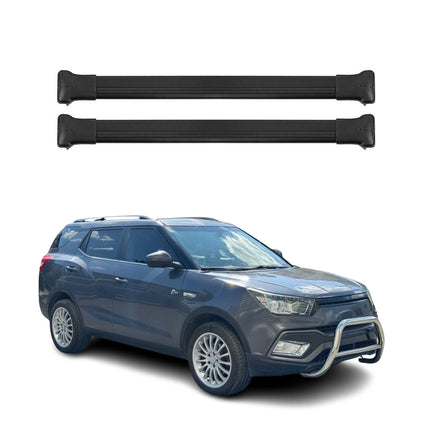 Dachträger Grundtäger für SsangYong XLV 2016-2020 75kg Aluminium Schwarz 2 tlg