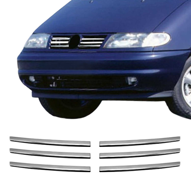 Kühlergrill Leisten Grillleisten für VW Sharan 1995-2000 Edelstahl Chrom 6tlg