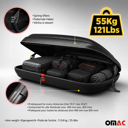 OMAC Dachbox Dachkoffer Gepäckbox 320 Liter Carbonlook Abschließbar Autobox TÜV
