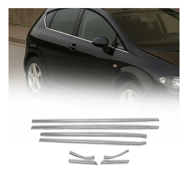 Fensterleisten Zierleisten für Seat Leon 2005-2012 5-Tr Edelstahl Chrom 8tlg