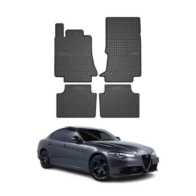 OMAC Gummi Fußmatten für Alfa Romeo Giulia 2015-2026 Automatten Gummi Schwarz 4x