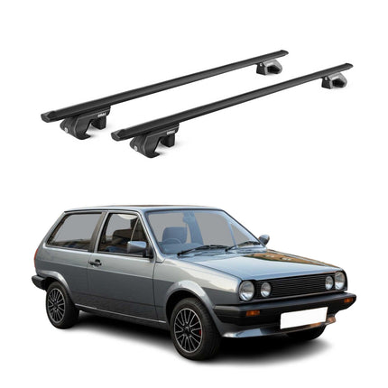 Dachträger Grundtäger für VW Polo mk2 1981-1994 90kg Aluminium Schwarz 2 tlg ABE