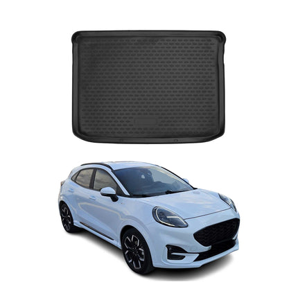 Kofferraummatte Kofferraumwanne für Ford Puma Hybrid 2019-2026 Gummi TPE Schwarz