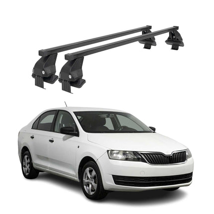 Menabo Dachträger Grundtäger für Skoda Rapid 2012-2019 50kg Stahl Schwarz 2 tlg