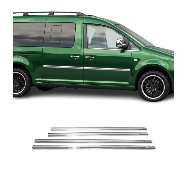 Seitentürleiste Türschutzleiste für VW Caddy 2003-2015 Langer Chrom Edelstahl 4x