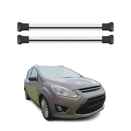 Dachträger Grundtäger für Ford Grand C-Max 2010-2019 75kg Aluminium Silber 2 tlg