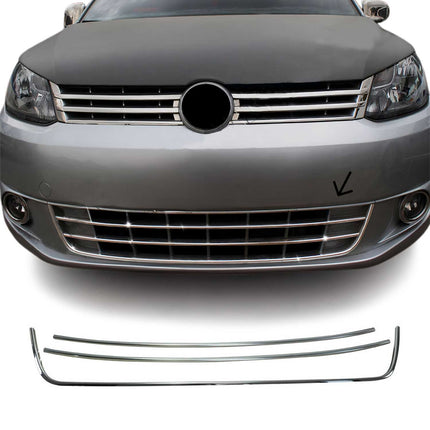 Kühlergrill Leisten Grillleisten für VW Caddy 2010-2015 Edelstahl Chrom 3tlg