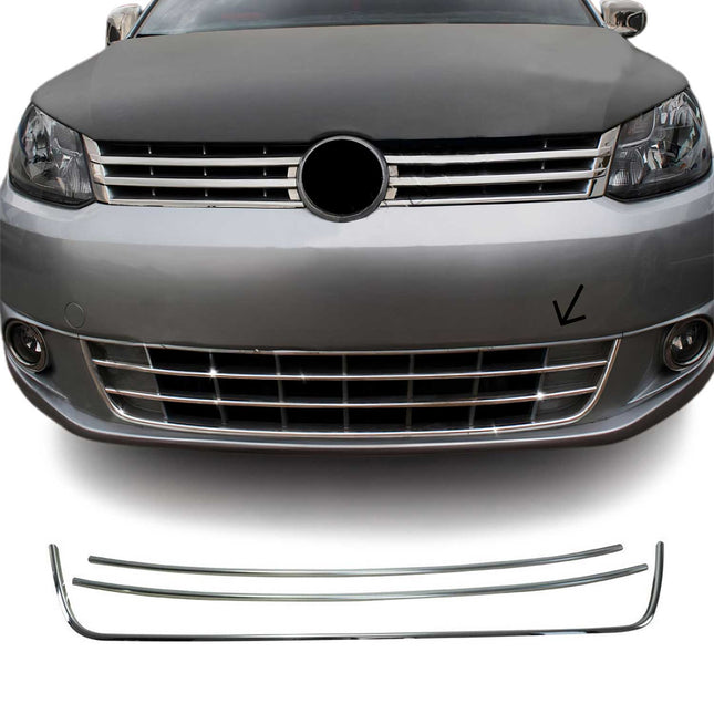Kühlergrill Leisten Grillleisten für VW Caddy 2010-2015 Edelstahl Chrom 3tlg