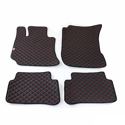 Fußmatten Leder Automatten für Mercedes E Klasse W212 2010-2015 Schwarz Rot