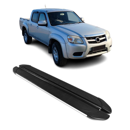 Trittbretter Seitenschweller für Mazda BT-50 DoubleCab Alu Schwarz Silber 2tlg