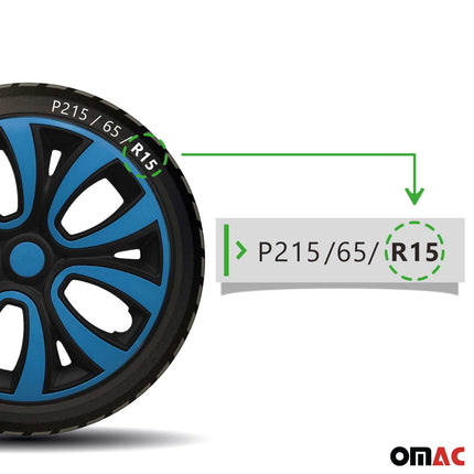 4x Radkappen Radzierblenden Radblenden für 15" Zoll Stahlfelgen Schwarz Blau