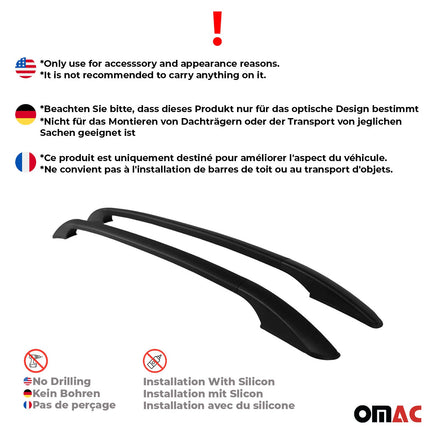 Aluminium Dachreling Relingträger für Toyota Auris 2012-2019 Schwarz 2x
