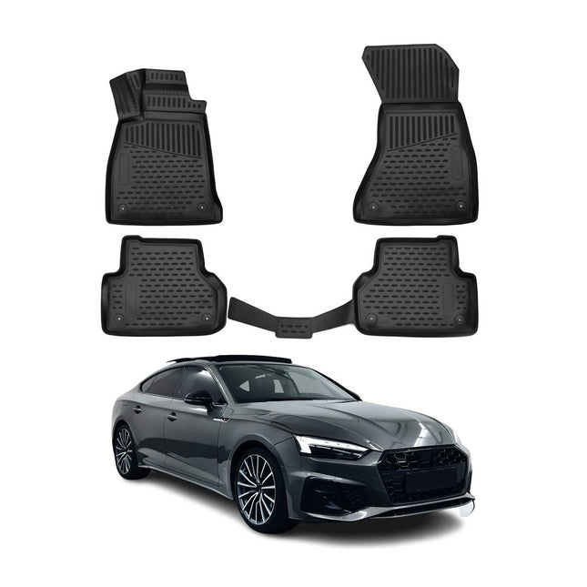 OMAC Gummimatten Fußmatten für Audi A5 F5 Sportback 2016-2024 TPE Schwarz 4x