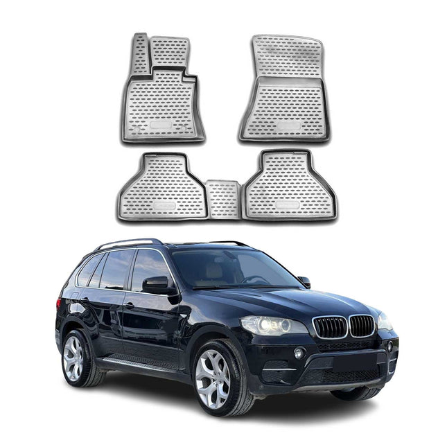 OMAC Gummimatten Fußmatten für BMW X5 E70 2006-2013 TPE Automatten Grau 4x