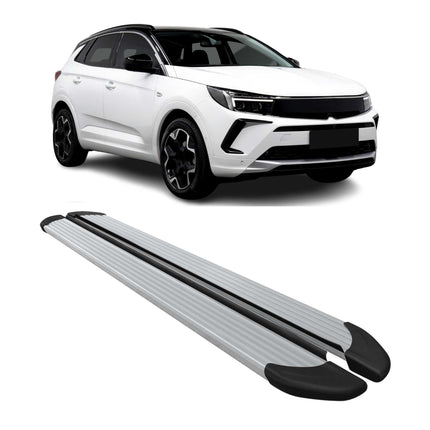 Seitenschweller Trittbretter Schweller für Opel Grandland 2021-2024 L1 Alu Grau