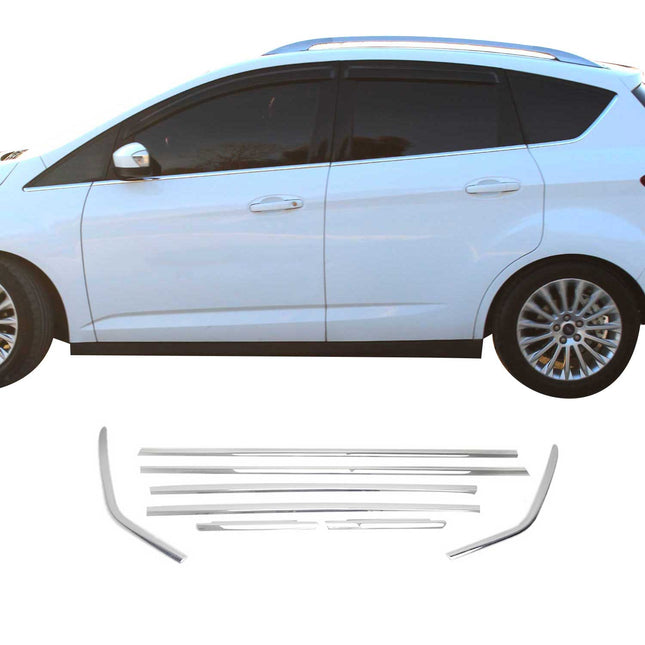 Fensterleisten Zierleisten für Ford C-Max 2010-2019 Edelstahl Chrom 8tlg