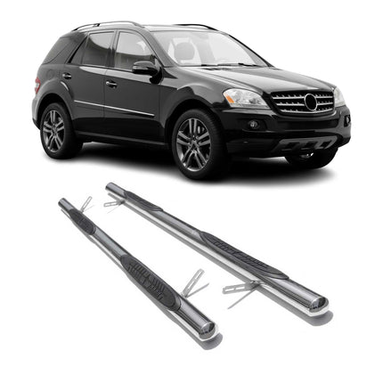 Edelstahl Trittbretter Schwellerrohre für Mercedes ML W164 Edelstahl Silber 2tlg