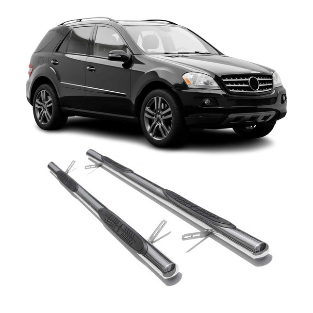 Edelstahl Trittbretter Schwellerrohre für Mercedes ML W164 Edelstahl Silber 2tlg