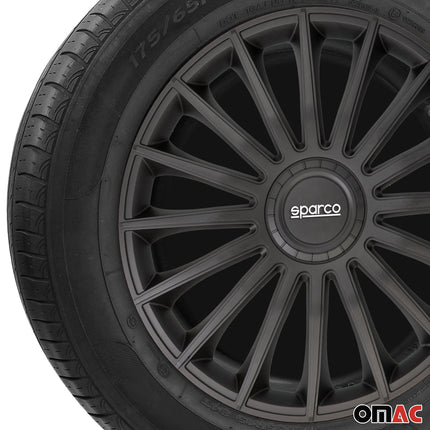 Radkappen Radzierblenden Sparco Treviso 15" Zoll Auto Abdeckung Set Schwarz 4x