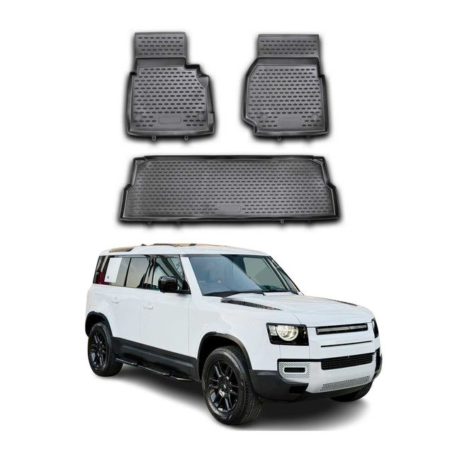 OMAC Gummimatten Fußmatten für Land Rover Defender 110 2007-2020 TPE Schwarz 3x
