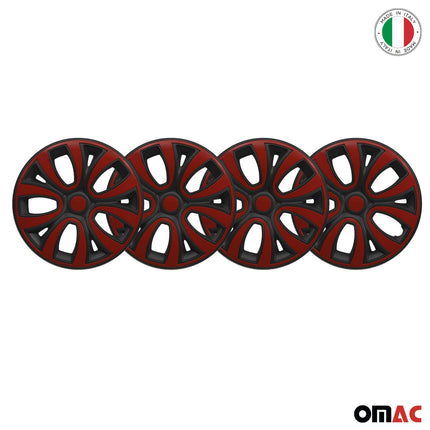 4x Radzierblenden Radblenden Radkappen für 14" Zoll Stahlfelgen Rot Schwarz