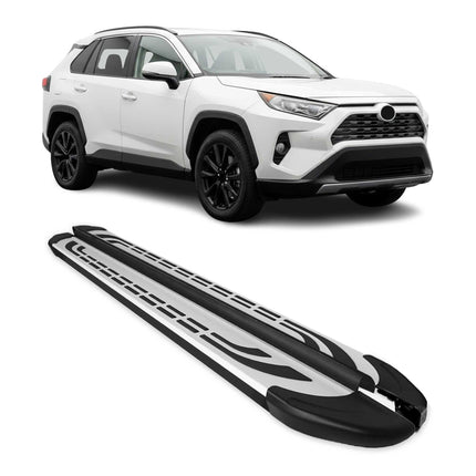 Trittbretter Seitenschweller für Toyota RAV4 Hybrid 2019-2025 Silber Schwarz 2x